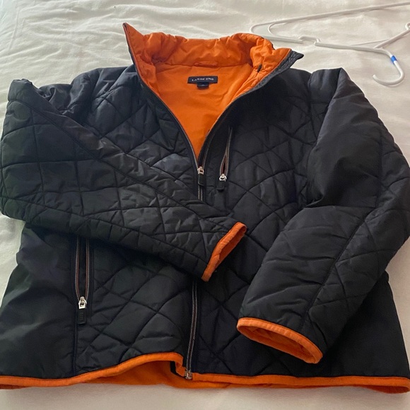 Ralph Lauren Black Quilted Jacket with Orange Interior - Picture 1 of 3